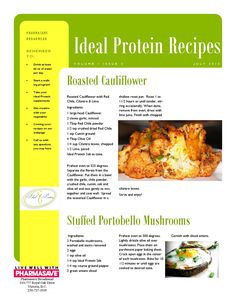 an image of a recipe page for baked cauliflower musselrons and other foods