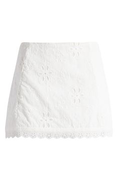 Sweetness and sass define a leggy mini stitched in sweet embroidery and finished with lacy details. Hidden back-zip closure Lined 100% cotton Dry clean Imported Sweet Embroidery, Lace Mini Skirt, Mini Skirts, Dry Clean, Nordstrom, Size Medium, Embroidery, Floral, Closet