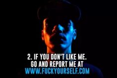 a man with a hat on and the words, 2 if you don't like me go and report me at