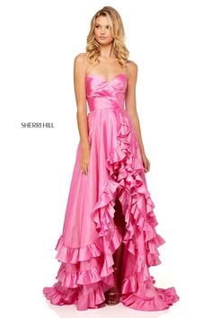 Devry features a v-neckline with low back and a tie bow with mermaid silhouette. This dress would be perfect for any upcoming event you have, like prom or a formal event. Sherri Hill 52540 Events Dresses, Full Figure Dress, Sherri Hill Dress, Prom Dress Inspo, Sherri Hill Prom, Sherri Hill Prom Dresses, Prom Dress Stores, Prom Dress Styles, Prom Designs