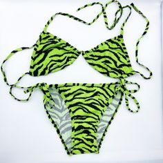 Classic String Bikini Green & Black Zebra Print Adjustable And Ties One Size/ Os Brand New-- Never Worn Or Tried On Did Not Come With Tags But In Original Packaging. Be Economical And Look Great Everyday Of Your Vacation! Have A New Look Every Time You Go Back Out To The Pool! Check Out My Other Options For Bikinis. Fitted Zebra Print Swimwear For Summer, Fitted Tiger Print Swimwear For Vacation, Fitted Zebra Print Triangle Top Swimwear, Black Fitted Swimwear With Zebra Print, Fitted Zebra Print Swimwear For Swimming, Fitted Black Zebra Print Swimwear, Black Tiger Print Swimwear For Beach, Fitted Tiger Print Swimwear For Summer, Black Zebra Print Swimwear For Beach Season