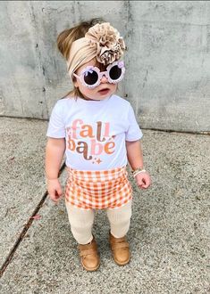 Baby Girl Fall Babe Set | Lennon + Sage Co Cute Cotton Bottoms For Fall, Casual Fall Playtime Bottoms, Playful Fitted Bottoms For Fall, Casual Fall Bottoms For Playtime, Cute Fall Bottoms For Playtime, Cute Fall Playtime Bottoms, Playful White Bottoms For Fall, Pumpkin Headband