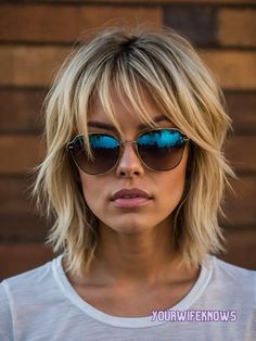 24 Stylish Shoulder-Length Haircuts to Refresh Your Look This Summer Short Womens Haircuts For Thinning Hair, Spiral Perms For Short Hair Loose, Patty Hansen Hair, Long Layered Short Hair, 50 Year Old Outfits, Short Haircuts For Women With Glasses, Haircuts For Thinning Hair Women, Layers For Medium Length Hair With Bangs, Choppy Shag Haircut