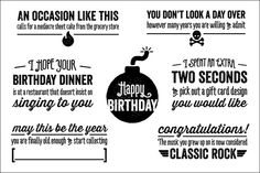 some type of birthday card with different sayings