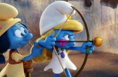 the smurfs are playing an instrument together