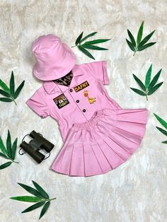 🌸WELCOME TO MAMAS DREAM SHOP🌸 📏Size: 1 year - 6 years 🔺PERSONALIZATION: We can make the shirt length or skirt length as you want. Give us measurements for this. 1.Chest Circumference 2.Length from shoulder to shirt tip 3.Skirt length starting from waist IMPORTANT NOTES:  📌Patches in the picture are included, please contact us if you want a custom patch. For example animation theme Mickey etc.  📌 Please make sure you write the height and weight measurements correctly. There is no return or Pink Safari Outfit, Fitted Short Sleeve Sets For Playtime, Fitted Short Sleeve Sets For Birthday, Pink Short Sleeve Dress For Halloween, Fitted Playful Sets For Halloween, Family Costume Safari, Playful Fitted Sets For Halloween, Pink Short Sleeve School Sets, Playful Fitted Halloween Sets