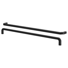 two black metal towel racks against a white background