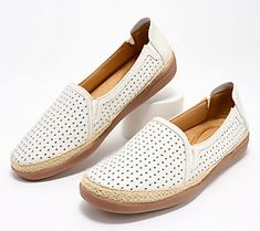 Prep for sun-soaked days by slipping into these perforated leather slip-ons. Their fresh espadrille-style look is set on a flexible grippy sole for effortless steps all season long. From Clarks Footwear. Espadrilles Style, Perforated Leather, Leather Slip Ons, Slip Ons, Espadrilles, Leather Upper, Ruby, Slip On, Sun