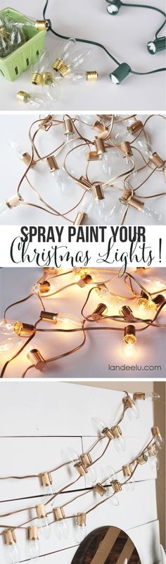 some christmas lights that have been wrapped in plastic and are being used as string lights