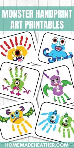 these monster handprint art printables are perfect for kids to do with their hands