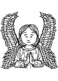 an angel with wings and praying hands