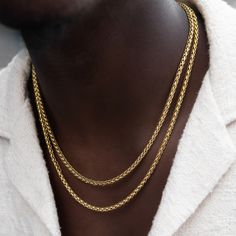 Introducing the Palm Chain in Yellow Gold, the bolder 4mm version. This versatile 18k Yellow Gold chain features a braided rope design that will elevate your style, day or night. Pair it with your favorite pendant or stack it with the Palm Chain- 2mm for a layered look! This product is guaranteed for life - GLD will repair the item should you experience any defects in craftsmanship or breakage. Specifications - Length: 16", 18", 20", 22", 24", 26", 28", & 30" - Width: 4mm - Weight: (Weight can v Braided Rope, Rope Design, Vermeil Jewelry, Custom Earrings, Yellow Gold Chain, Pendant Bracelet, Drop Necklace, Chains For Men, The Palm