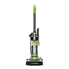 a green and black vacuum on a white background