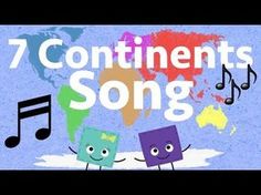 an animated video with the words 7 continentss song on it and two cartoon characters