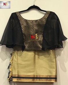 Black Brocade Blouse, Bell Hands, Blouses Pattern, Pattern Blouses, Sarees Blouse, Silk Saree Blouse Designs Patterns, Blouse With Bell Sleeves, Blouse Designs High Neck