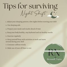 an info sheet describing the tips for surviving night - shift