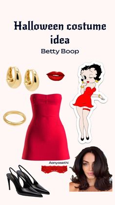 Halloween costume idea- Betty boop- red dress Betty Boop Halloween Costume, Betty Boop Costume, Boo Halloween Costume, Cleopatra Halloween Costume, Cheerleader Halloween Costume, Betty Boop Halloween, Fairy Costume Diy, Halloween Costumes 2022, Classy Halloween Costumes