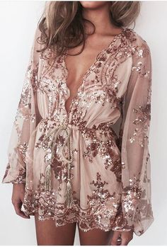 Material: Polyester, Spandex Length: 80-84 cm Sequins Romper, Sparkly Clothes, Sandals Sparkly, Gold Kimono, Mesh Romper, Long Sleeve Playsuit, Fashion Queen, Sequin Rompers, Birthday Suit