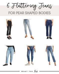 Best jeans for pear shaped bodies Petite Pear Shape Outfits, Jeans For Pear, Pear Shaped Bodies, Outfit Ideas Tomboy, Denim Outfit Fall, Most Flattering Jeans, Pear Shaped Outfits