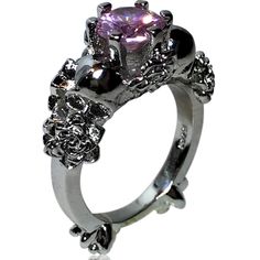 Available Ring Sizes: 6, 8.5 Material: Copper And Cubic Zirconia Punk Style Silver Promise Ring Jewelry, Elegant Silver Skull Ring For Halloween, Gothic Metal Skull Ring For Promise, Gothic Metal Skull Ring As Promise Ring, Rose Skeleton, Pink Goth, Gothic Engagement Ring, Goth Wedding, Skeleton Skull