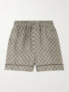 Shop GUCCI GG Supreme printed silk-twill shorts, Explore the latest GUCCI women's collection today on NET A PORTER Shop Gucci, Gucci Women, Gucci Outfits, Brown Silk, Twill Shorts, Mini Shorts, Silk Twill, Printed Silk, Net A Porter