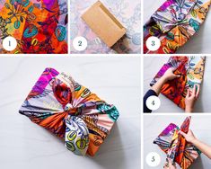 how to fold an origami style bow into a gift bag with instructions and step - by - step pictures