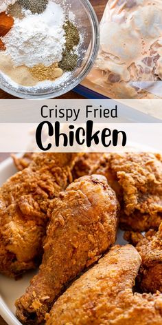 crispy fried chicken on a plate with seasoning and spices