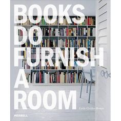 a book shelf filled with lots of books next to an open door that reads books do burnish a room