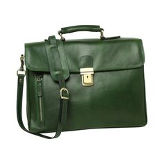 Old Angler Green Full Grain Leather Briefcase Full grain leather briefcase Synthetic lining Laptop compartment Cell phone pocket pens holder Outside zip pocket Flap open with clasp closure Adjustable/Removable leather shoulder strap with pad Size cm. – 38 x 28 x 12 Weight kg. – 1,400 Handmade in Italy Pens Holder, Royal Green, Formal Loafers, Mens Chain Necklace, Wedge Pumps, Leather Briefcase, Wallet Accessories, Sunglass Frames, Casual Boots