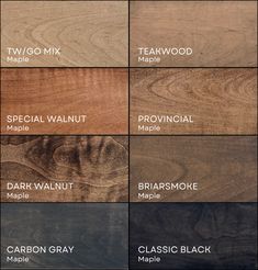 the different types of wood that are used in furniture and home decorating projects, including flooring