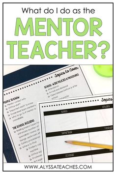 what do i do as the mentor teacher? printable worksheet for teachers