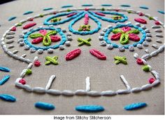 a close up of a piece of embroidery