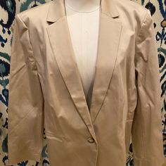 One Of A Kind, Women’s Ann Taylor Khaki Blazer (Single Button) In Hard To Find Size (18). Nwt, Non-Smoking And Pet Free Home, Threads Still In Place In Back Flap - Awesome Deal, Great For Spring! Cream Single Button Outerwear For Work, Cream Workwear Outerwear With Single Button, Beige Button-up Outerwear, Beige Button-up Outerwear For Office, Cream Business Blazer For Spring, Spring Cream Business Blazer, Single-button Career Blazer For Spring, Cream Single Button Fall Blazer, Spring Cream Blazer With Double Button Closure