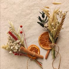 dried oranges, herbs and spices are laid out on the ground