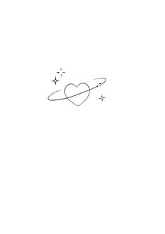 a black and white drawing of a heart with stars