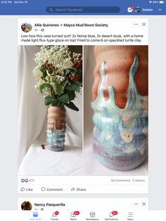 two vases with flowers in them on facebook