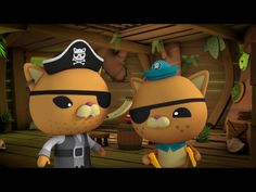 two cartoon cats dressed in pirate costumes