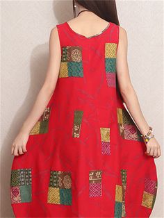 Description Product ID: DS2061568 Material: Cotton, Polyester Neckline: Round Neck Sleeve: Sleeveless Length: Above Ankle Length Pattern: Printed Season: Spring, Summer Style: Fashion, Simple, Casual Occasion: Street, Vacation, Daily, Outdoor Activities, Dating Closure Type: Pullover Package included: 1 * Piece of Dress Size Information(Asian Size): Please allow 1-3 cm measured error. Tag Size Length Chest cm | inch cm | inch M 105cm | 41.3'' 94cm | 36.9'' L 106cm | 41.7'' 98cm | 38.5'' XL 107cm Red Patchwork Beach Dress, Beach Red Patchwork Dress, Red Cotton Sleeveless Vacation Dress, Casual Cotton Sleeveless Patchwork Dress, Casual Cotton Sleeveless Dress With Patchwork, Casual Cotton Patchwork Sleeveless Dress, Casual Sleeveless Patchwork Dress, Red Patchwork Dress For Vacation, Casual Red Cotton Sleeveless Dress