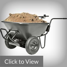 a wheelbarrow filled with dirt on a white background