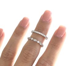 ◆IMPORTANT INFORMATION◆ This ring set will arrive in a luxury gift box, accompanied by a blank card, care instructions, and a jewelry cleaning cloth. Our sterling silver rings are dipped in rhodium, to give them a lustrous white gold appearance, and to prevent discoloring and tarnish. Our commitment is to provide you with a high-quality piece of jewelry that you can wear forever. We proud ourselves in using only the finest stones in the market. Our flawless cubic zirconia stones have the same sp Marquise Cut Cubic Zirconia Eternity Band Gift, Stackable Marquise Cut Rings For Anniversary, Adjustable Eternity Band As Gift, Marquise Cut Stackable Rings For Anniversary, Silver Stackable Wedding Eternity Band, Adjustable Brilliant Cut Stackable Rings Gift, Gift Marquise Cut Stackable Diamond Ring, Adjustable Stackable Rings With Diamond Accents For Wedding, Adjustable Stackable Wedding Rings With Diamond Accents