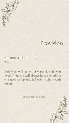 a card with the words provisions written on it