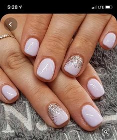 Pink White Nails, Natural Gel Nails, Short Gel Nails, Supper Ideas, Cute Summer Nails, Sparkle Nails, Shellac Nails