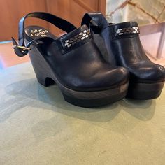 Stylish Calleen Cordero Studded Jeweled Leather Clogs; Black; Size 7; New Leather Clogs, Mule Clogs, Mules Shoes, Clogs, Size 7, Women Shoes, Leather, Women Shopping, Black