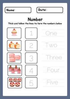 a printable worksheet with numbers and pictures for children to learn how to write the