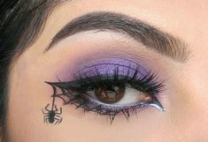 Spider-web eye ️️ detials are on my Instagram: firepixie_ #makeup #spiderweb #halloweenmakeup #firepixiemakeup #eyemakeup #halloween Halloween Spider Makeup, Spider Web Makeup, Nails Spider, Unique Halloween Makeup, Spider Makeup, Pixie Makeup, Halloween Make-up Looks, Halloweenský Makeup