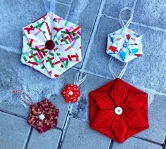 three different types of ornament on the ground