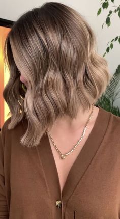 Photo - Google Photos Light Brown Balayage On Short Hair, 2023 Light Brown Hair Color, Light Brown Blonde Hair Short, Bob With Caramel Balayage, Mousy Brown Short Hair, Darker Blonde Balayage Short Hair, Short Hairstyle Women Light Brown, Cocoa Blonde Hair, Light Brown Balyage Short Hair