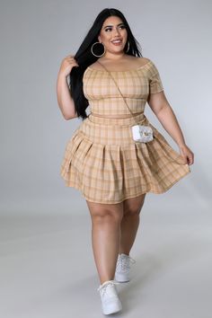 Hey Babydoll Skirt Set – GitiOnline Plus Size Aesthetic Outfits, Chubby Girl Outfits, Plus Size Posing, Clueless Outfits, Miniskirt Outfits, Curvy Plus Size, Plus Size Beauty, Plus Size Models, Short Sleeve Cropped Top