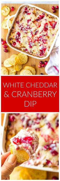 white cheddar and cranberry dip with crackers