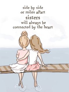 Sister Wall Art Sisters Digital Art Print by RoseHillDesignStudio, $18.00 Sisters Wall Art, Love My Sister, Sisters Forever, Miles Apart, Forever Friends, Miss You Cards, Sister Quotes, Sister Love